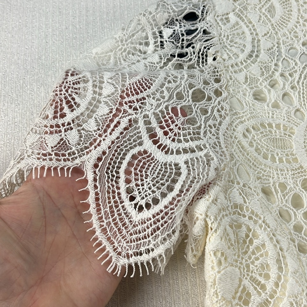 Zara Women Dress Midi White Lined Lace Women's Size S - Picture 6 of 12